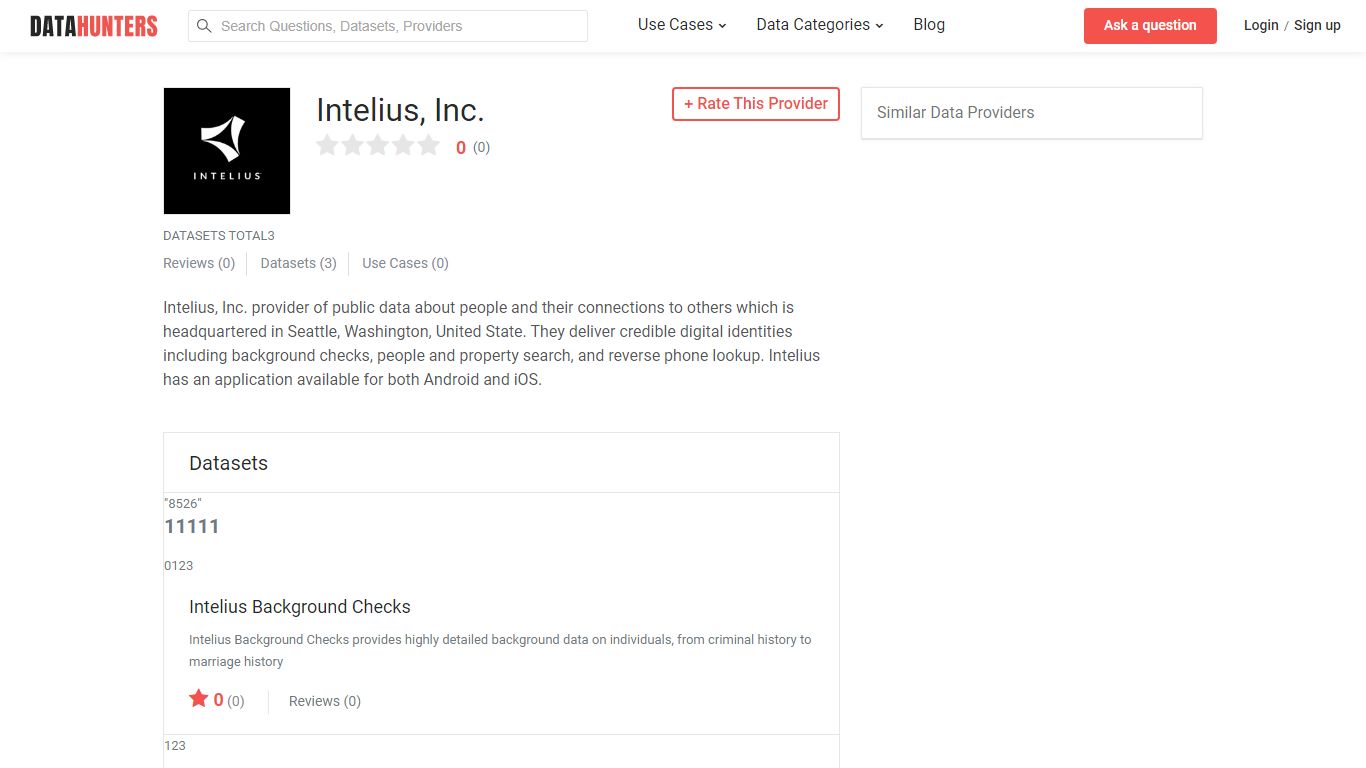 Intelius, Inc. Data Provider : Review their Services : Data Hunters